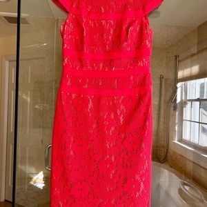 Adrianna Papell Hot Pink Sheath Dress with Sweetheart Neckline